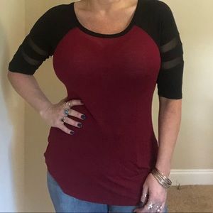 Maroon/black raglan